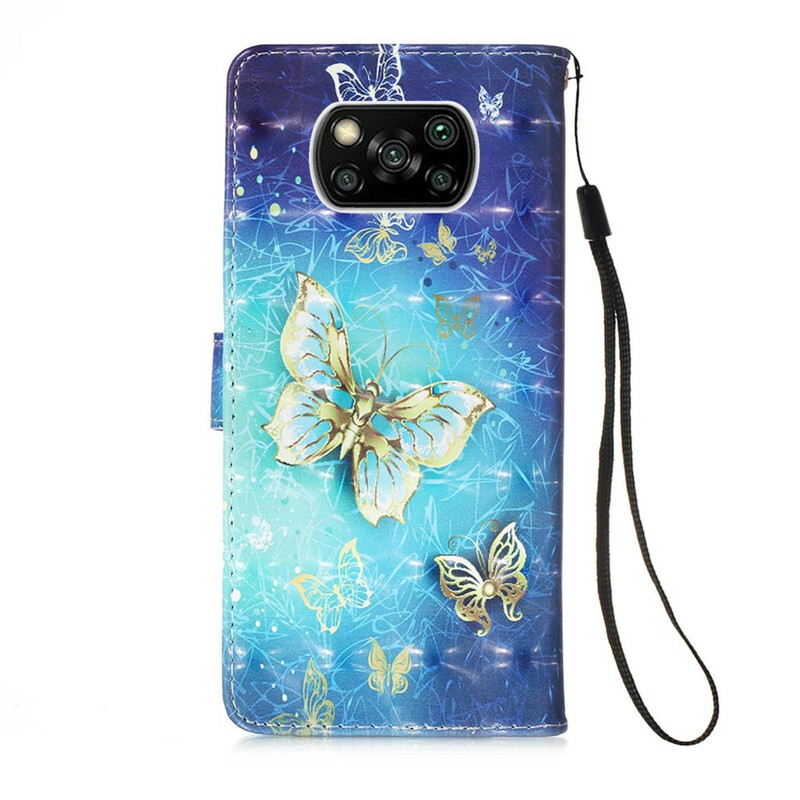 Xiaomi Poco X3 Gold Butterfly Funda