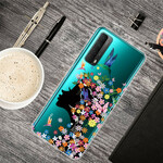Huawei P Smart 2021 Funda transparente de chica con flores