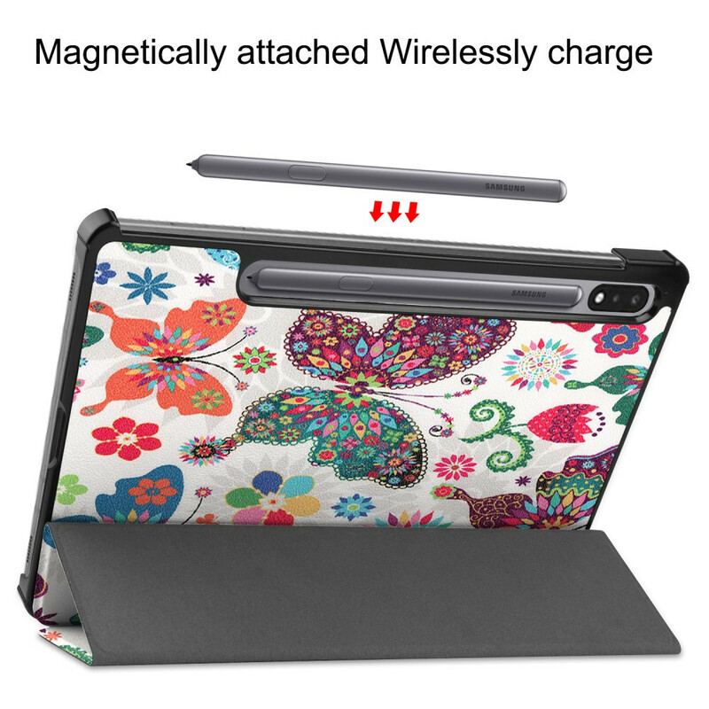 Funda inteligente Samsung Galaxy Tab S7 Stylus Holder Vintage Flowers