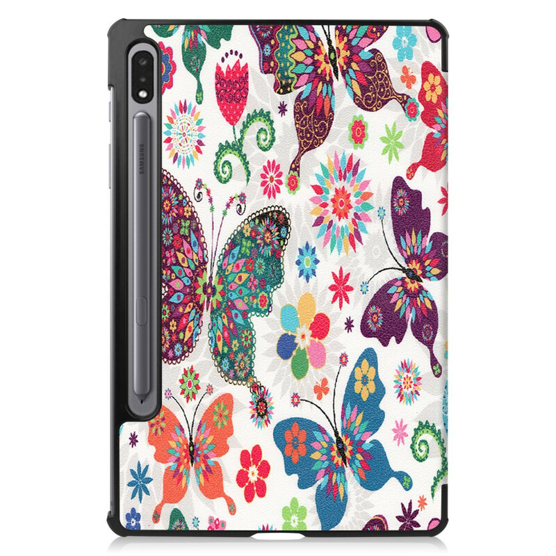 Funda inteligente Samsung Galaxy Tab S7 Stylus Holder Vintage Flowers