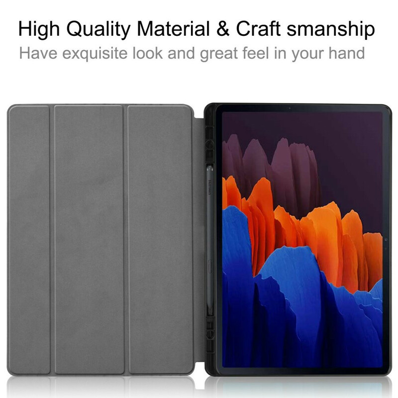 Funda inteligente Samsung Galaxy Tab S7 Plus Soporte para lápiz óptico de tres solapas