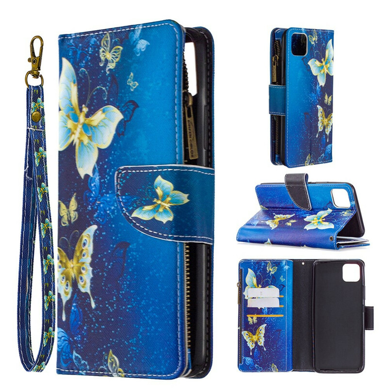 Realme C11 Zipped Pocket Gold Butterflies