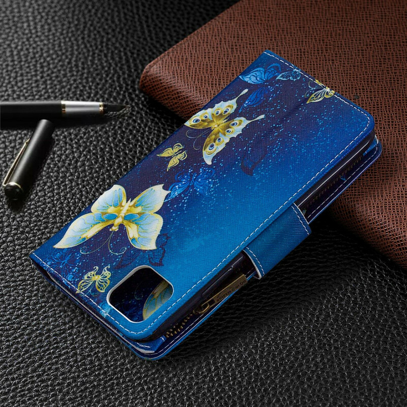 Realme C11 Zipped Pocket Gold Butterflies
