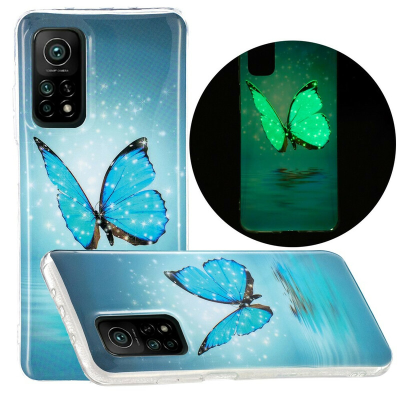 Xiaomi Mi 10T / 10T Pro Butterfly Funda Azul Fluorescente