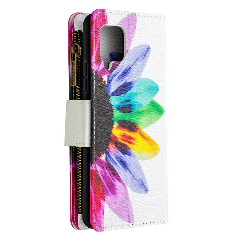 Funda flor de bolsillo para Samsung Galaxy A42 5G con cremallera