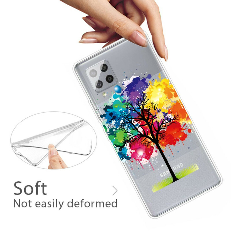 Samsung Galaxy A42 5G Funda de árbol de acuarela transparente