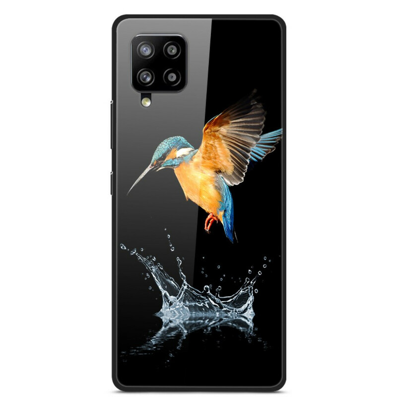 Samsung Galaxy A42 5G Funda de cristal templado con forma de corona para pájaros