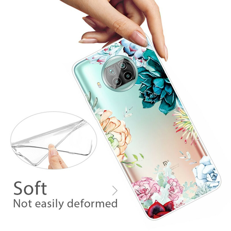 Xiaomi Mi 10T Lite Funda de flor de acuarela transparente