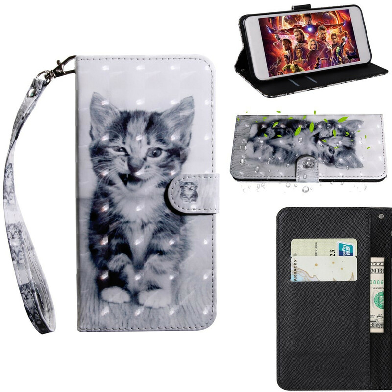Funda de gato para Samsung Galaxy A20s en blanco y negro
