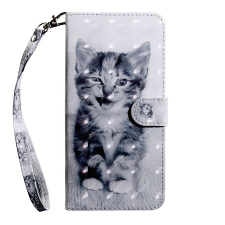 Funda de gato para Samsung Galaxy A20s en blanco y negro