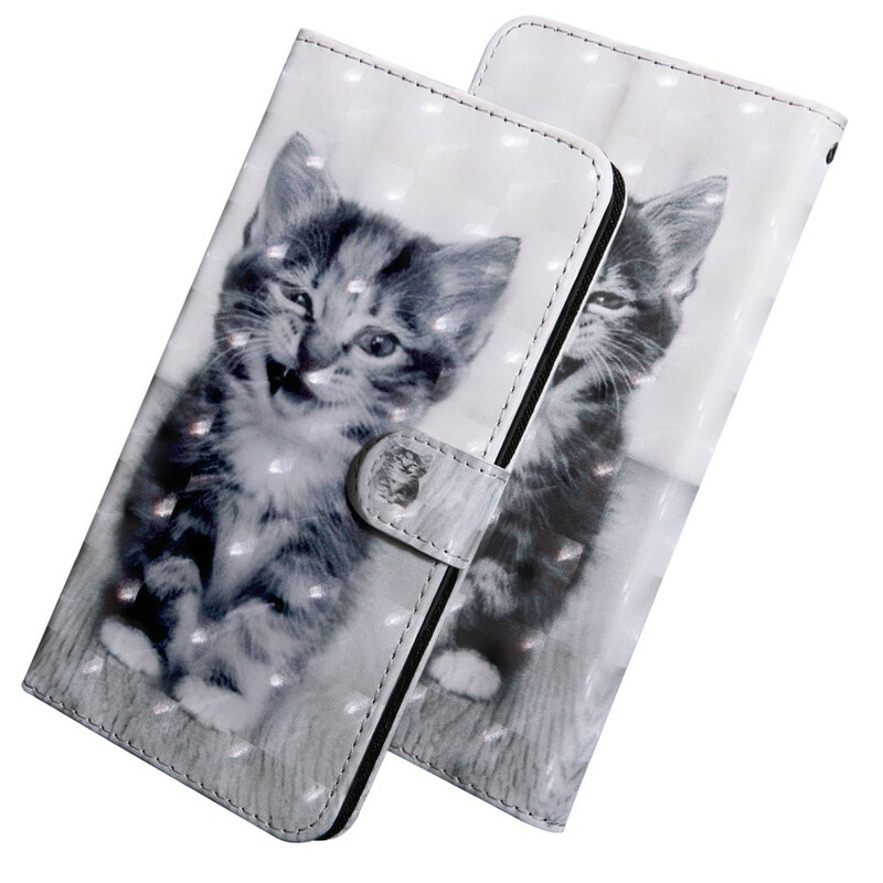 Funda de gato para Samsung Galaxy A20s en blanco y negro