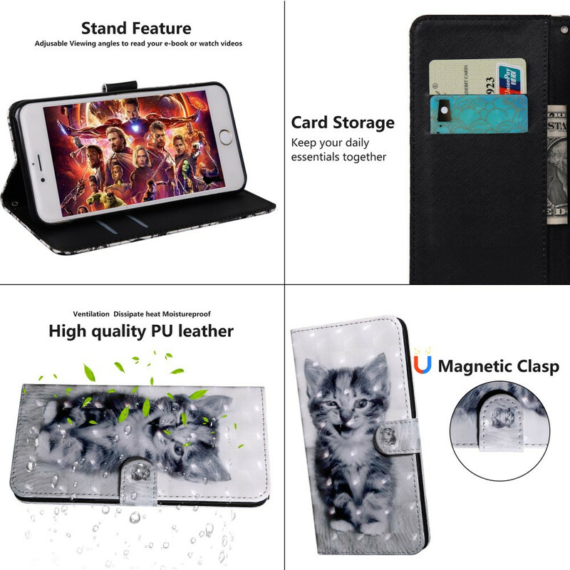 Funda de gato para Samsung Galaxy A20s en blanco y negro