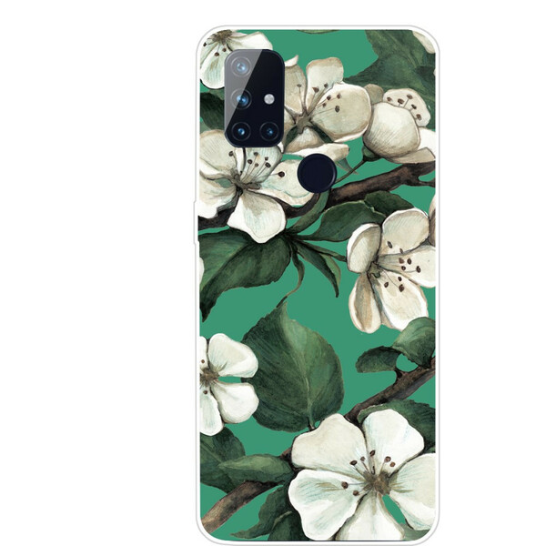 Funda OnePlus N10 pintada de flores blancas