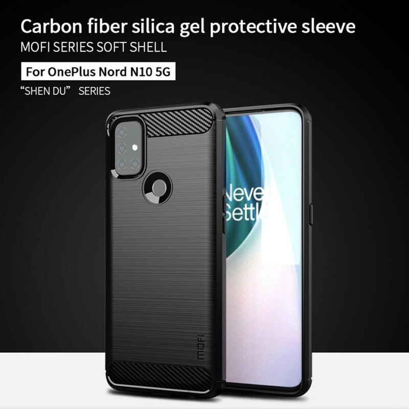 OnePlus Nord N10 Funda de fibra de carbono cepillada MOFI