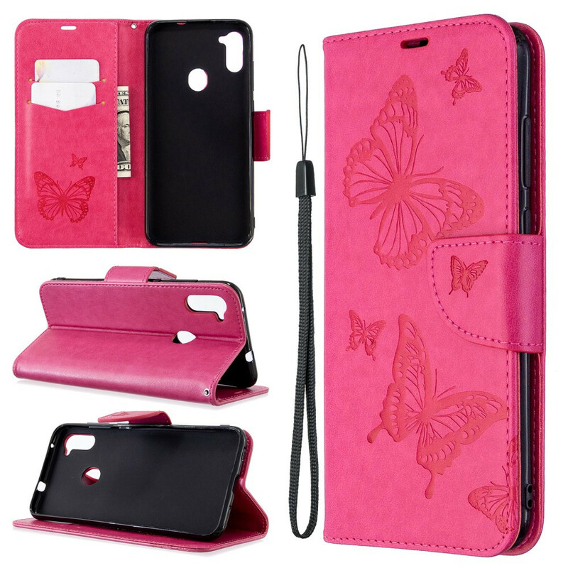 Funda Samsung Galaxy M11 Mariposas en vuelo con colgante
