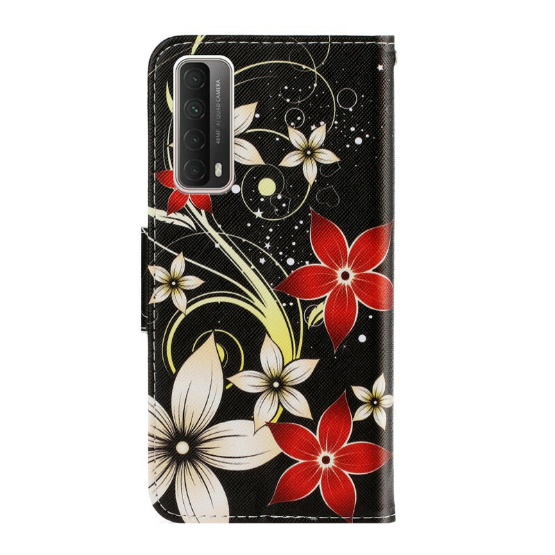 Funda Huawei P Smart 2021 Flores de colores con colgante