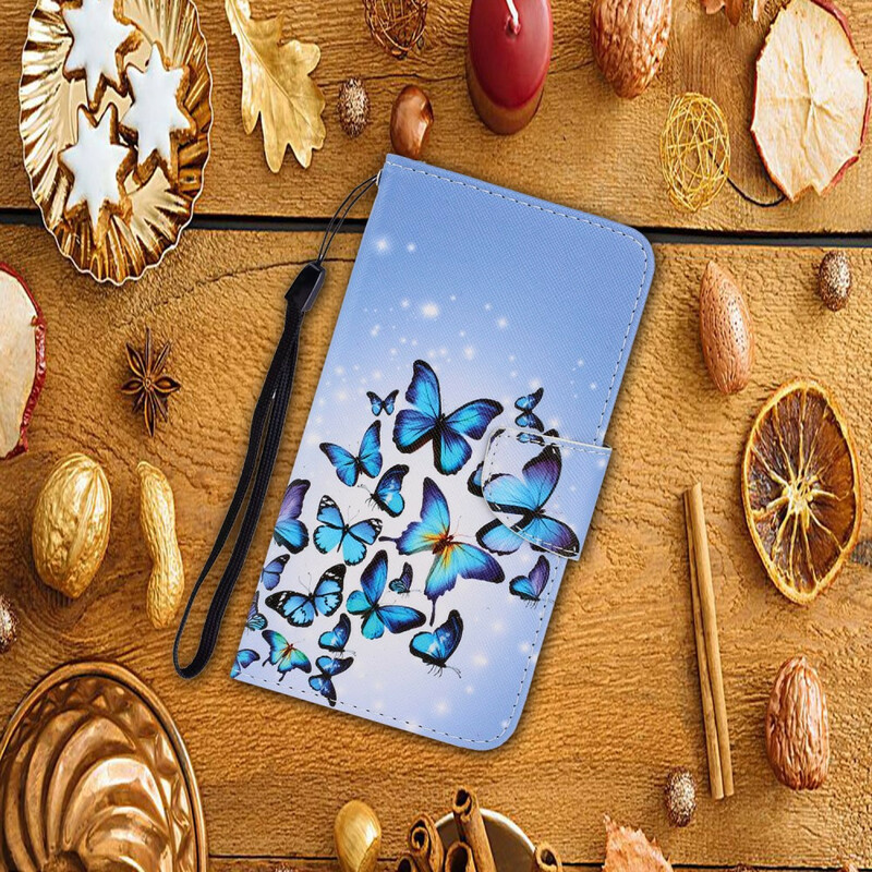 Funda Huawei P Smart 2021 Vuelo de mariposas con colgante