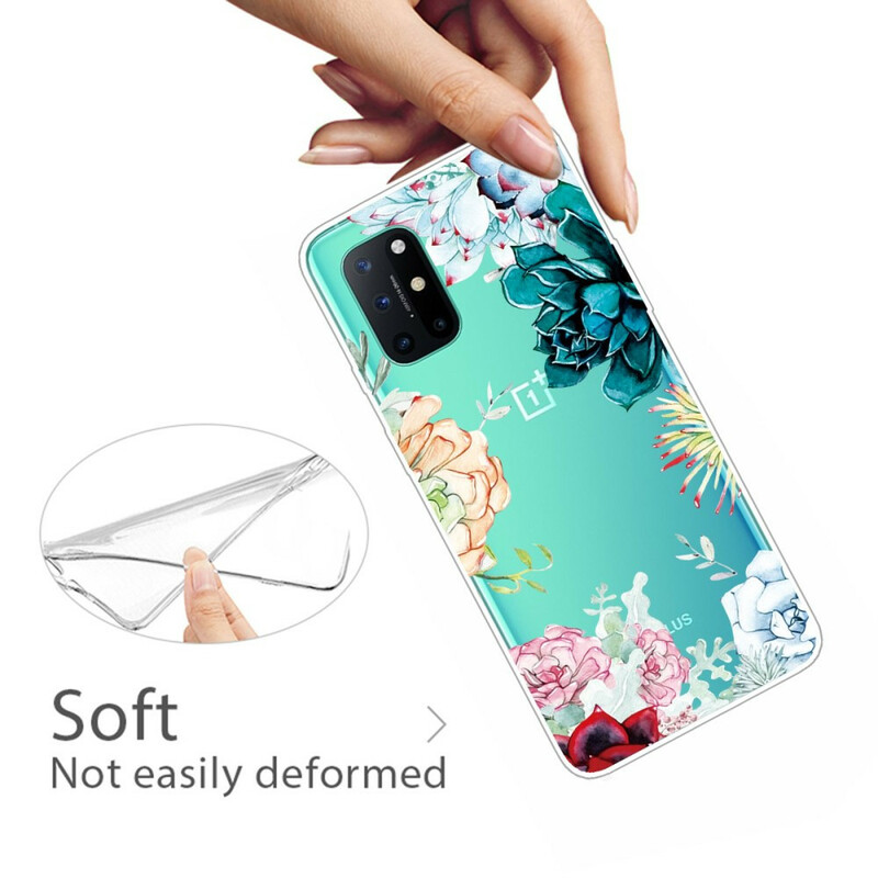 Funda de flor de acuarela transparente para el OnePlus 8T