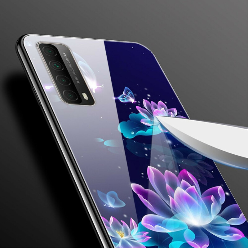Huawei P Smart 2021 Funda de cristal templado Flores de fantasía