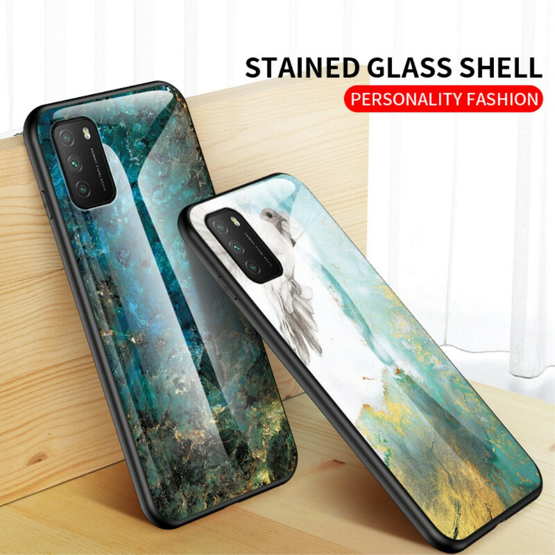 Poco M3 Funda Marble Colors Tempered Glass