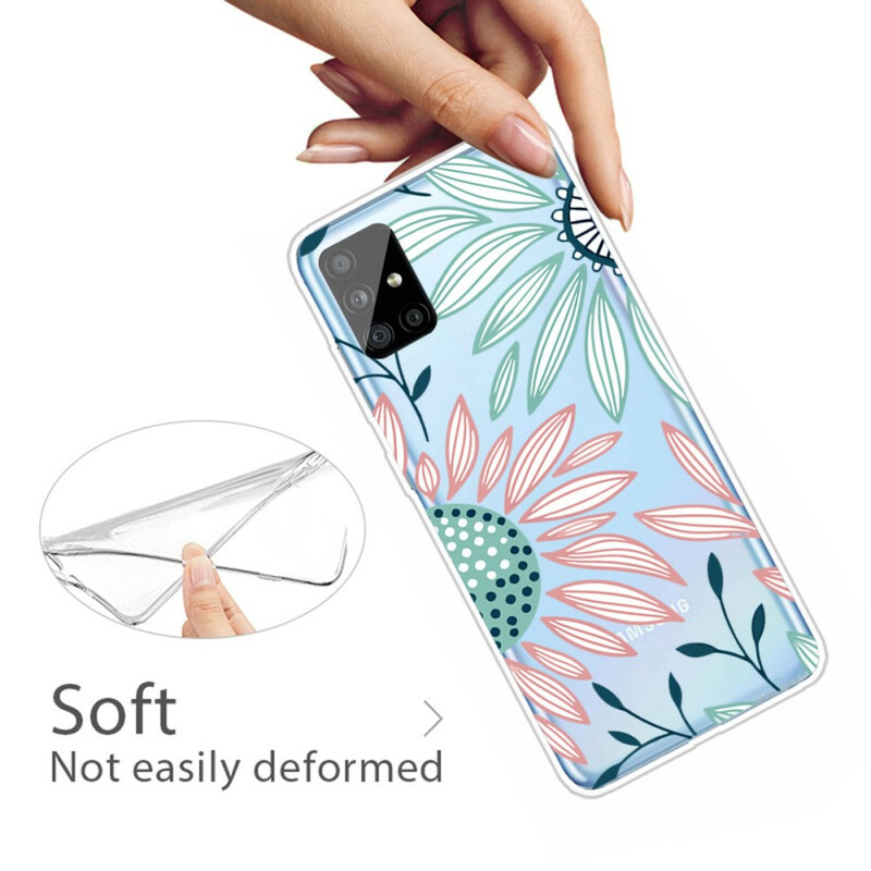 Funda transparente con flor para el Samsung Galaxy A51