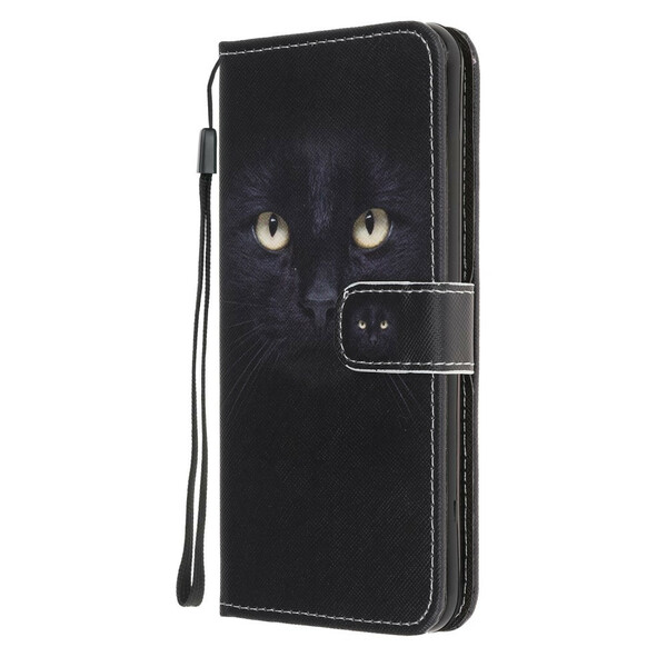 Funda con colgante negra de ojo de gato para el Samsung Galaxy A10