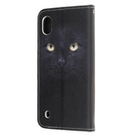 Funda con colgante negra de ojo de gato para el Samsung Galaxy A10