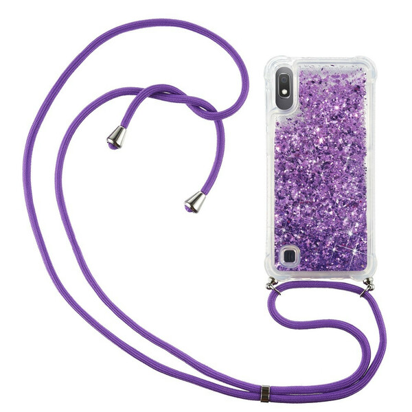 Funda de purpurina para el Samsung Galaxy A10 con cordón