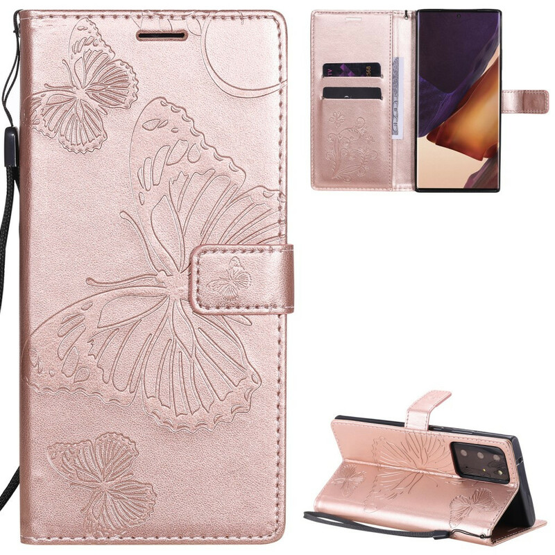 Funda Samsung Galaxy Note 20 Ultra Mariposas gigantes con colgante