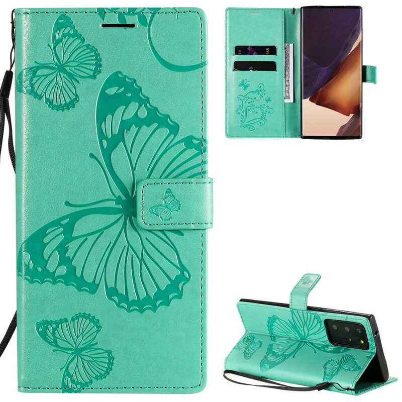 Funda Samsung Galaxy Note 20 Ultra Mariposas gigantes con colgante