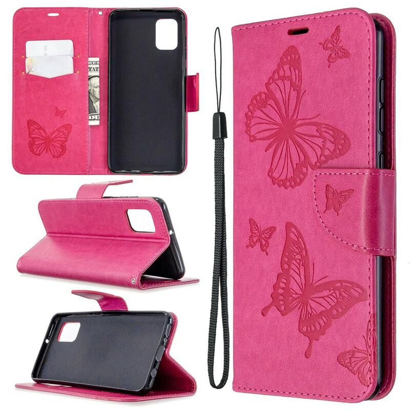 Funda Samsung Galaxy A31 Mariposas en vuelo con colgante