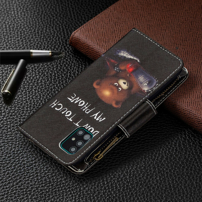 Funda Samsung Galaxy A51 con bolsillo de cremallera Oso