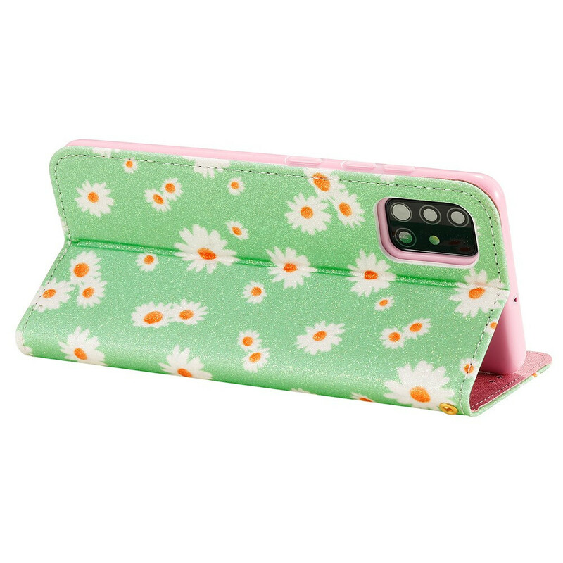 Flip Cover Samsung Galaxy A51 Leatherette Daisies