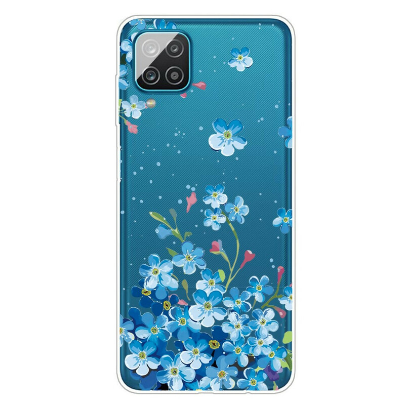 Funda de flores azules para el Samsung Galaxy A12