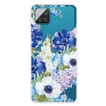 Samsung Galaxy A12 Funda de flor de acuarela transparente