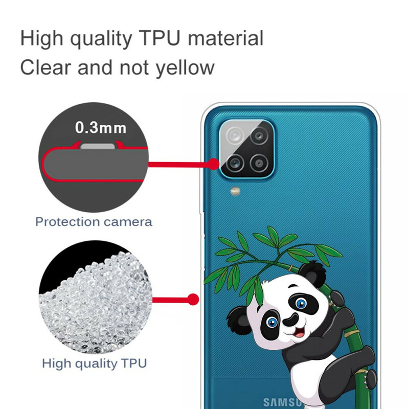 Samsung Galaxy A12 Funda Transparente Panda Sobre Bambú