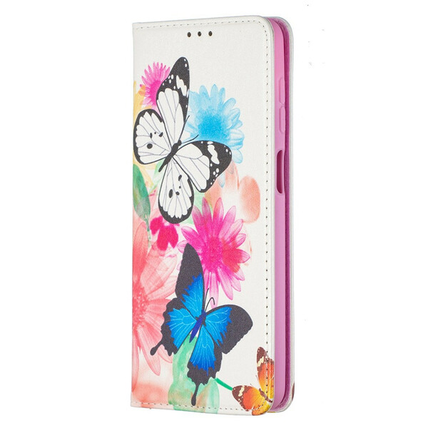 Flip Cover Samsung Galaxy A12 Mariposas de colores