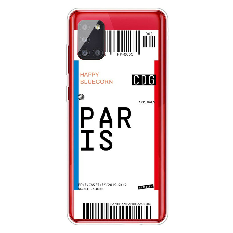 Funda Samsung Galaxy A51 Boarding Pass to Paris