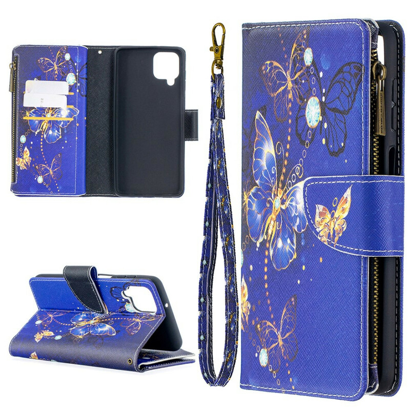 Funda Samsung Galaxy A12 Zipped Pocket Butterflies