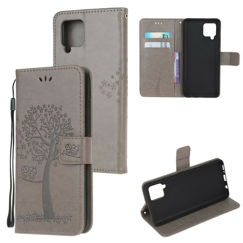 Funda con colgante de árbol y búho para el Samsung Galaxy A12
