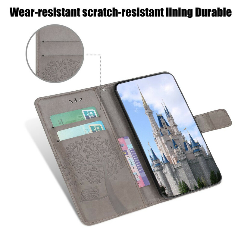 Funda con colgante de árbol y búho para el Samsung Galaxy A12