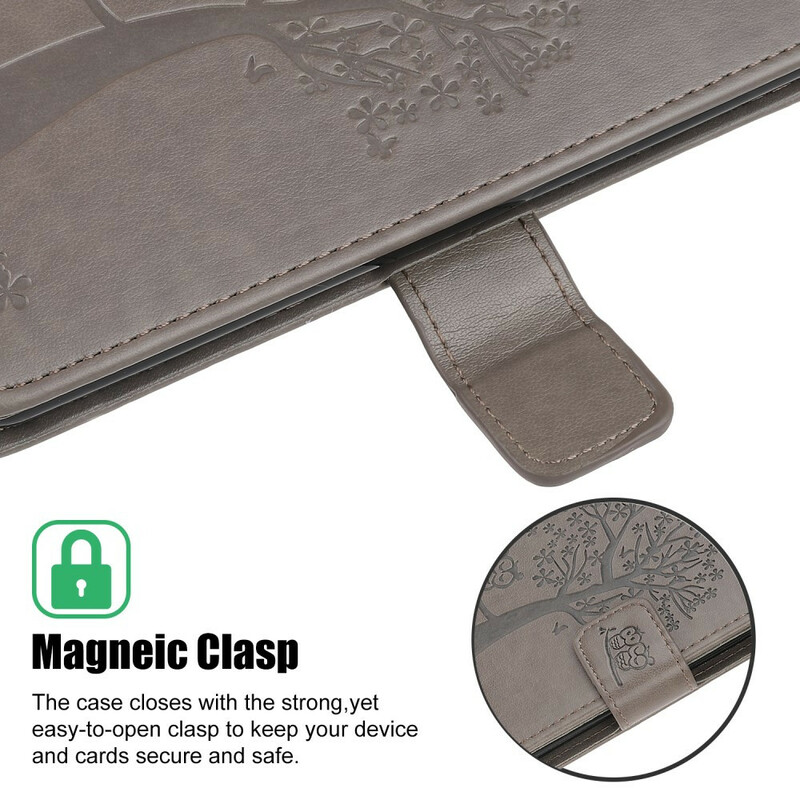 Funda con colgante de árbol y búho para el Samsung Galaxy A12