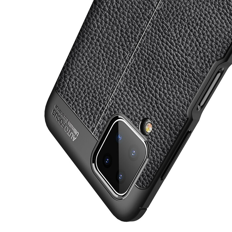 Funda de piel Samsung Galaxy A12 efecto lichi doble línea