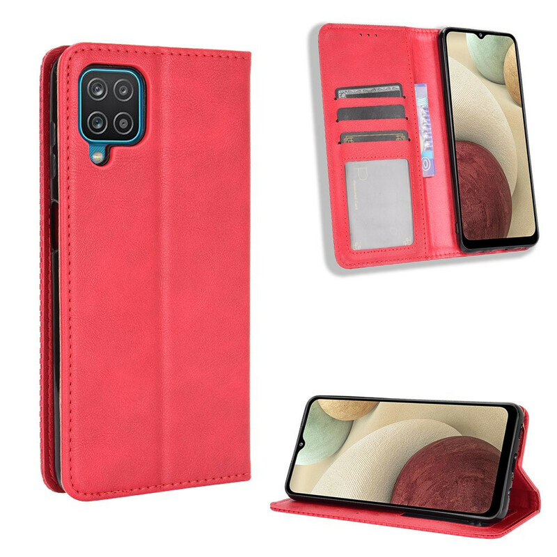 Funda abatible Samsung Galaxy A12 Efecto Cuero Estilo Vintage