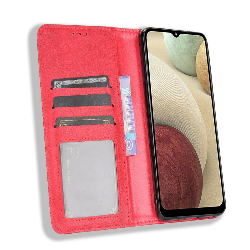 Funda abatible Samsung Galaxy A12 Efecto Cuero Estilo Vintage