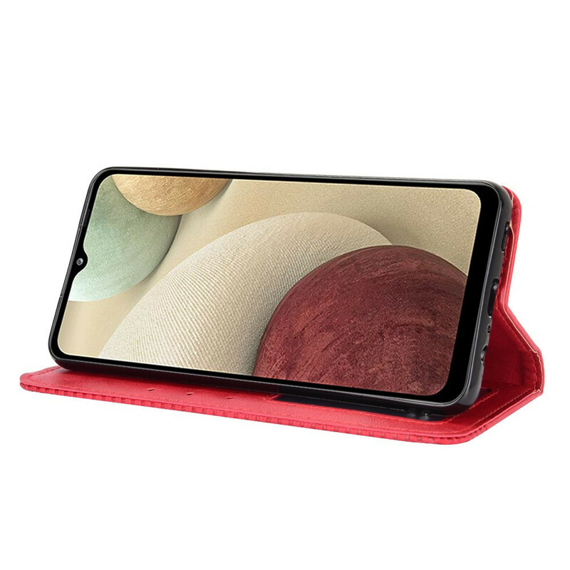 Funda abatible Samsung Galaxy A12 Efecto Cuero Estilo Vintage