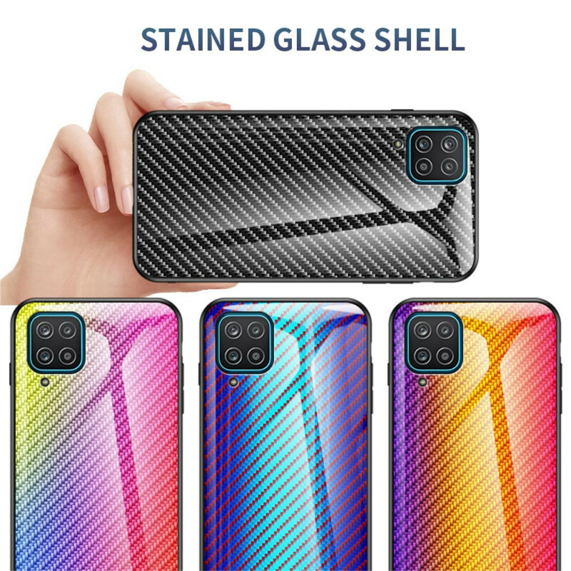 Funda de cristal templado de fibra de carbono para el Samsung Galaxy A12