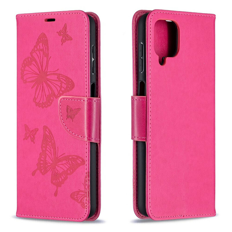 Funda Samsung Galaxy A12 Mariposas en vuelo con colgante
