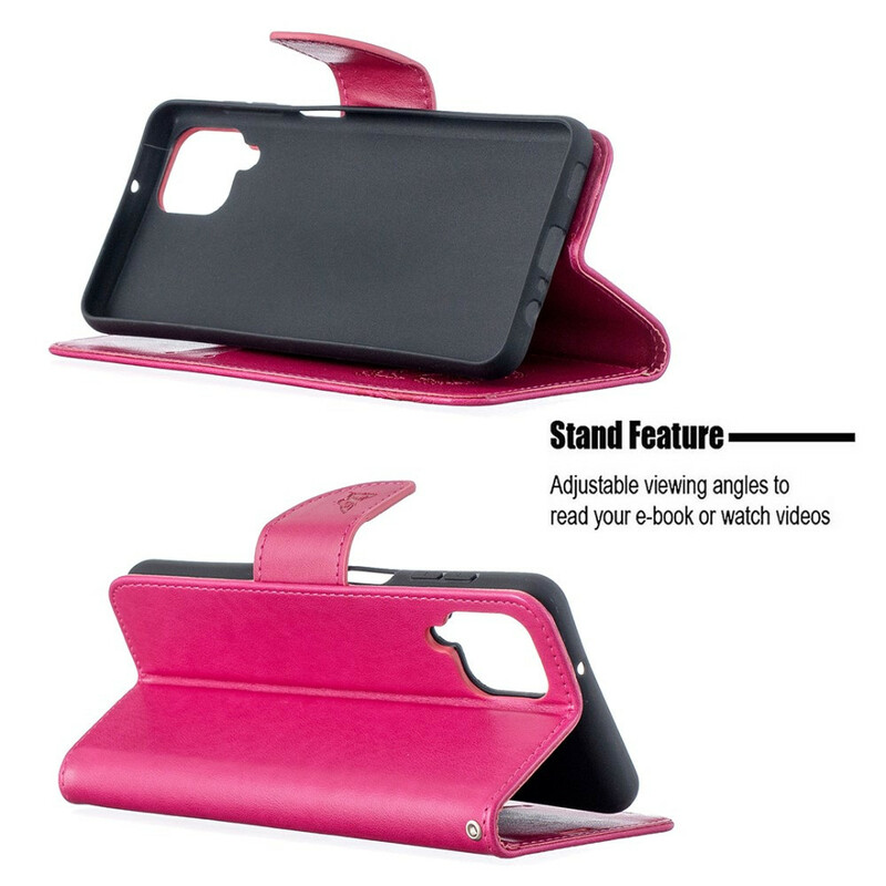 Funda Samsung Galaxy A12 Mariposas en vuelo con colgante