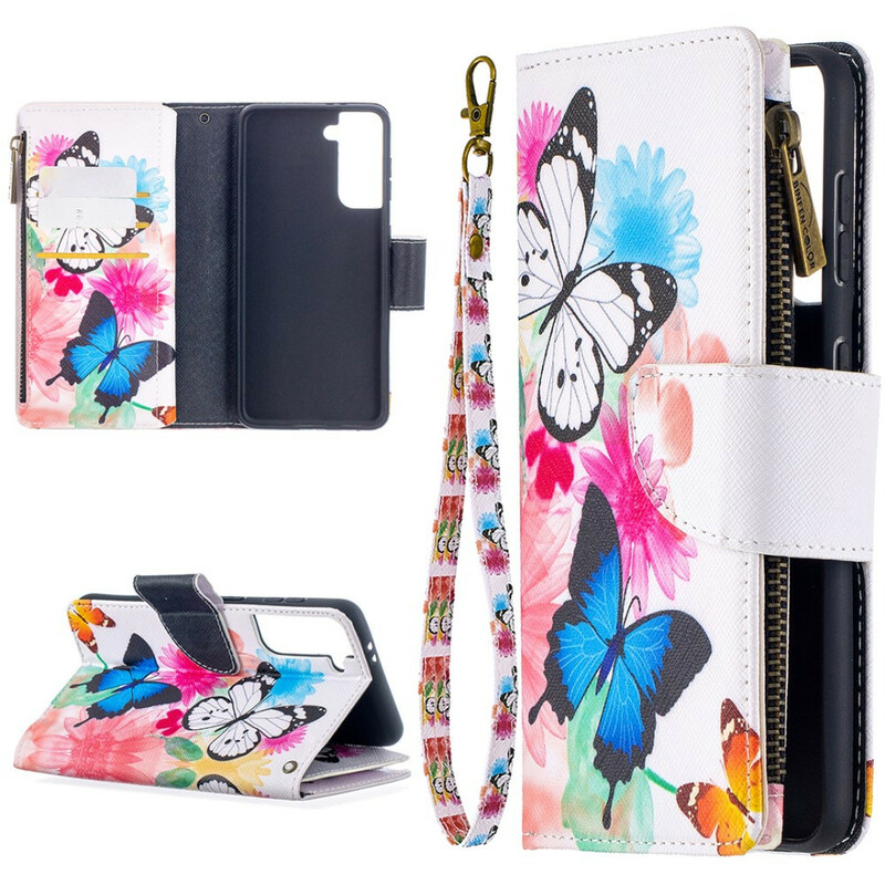 Funda Samsung Galaxy S21 5G Zipped Pocket Butterflies